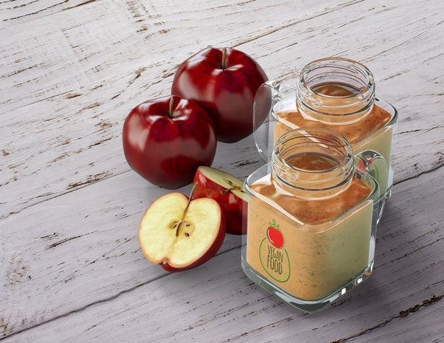 Smoothies In Glasses Bottles With Apple Psd