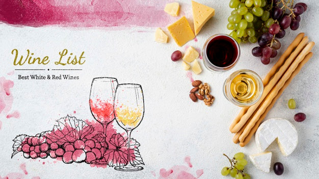 Snack And Glass Of Wine Psd