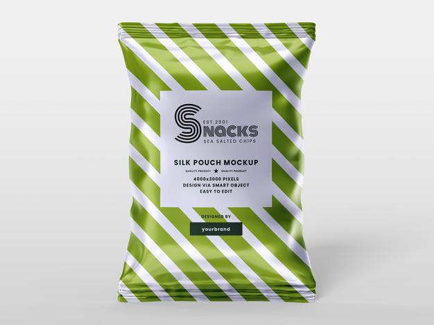 Snack Pouch Plastic Bag Mockup Tempalte Psd