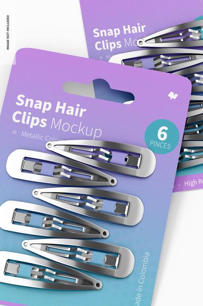 Snap Hair Clips Blister Mockup, Close Up Psd