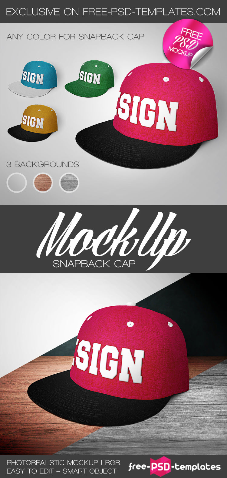 Snapback Cap Mockup In Psd