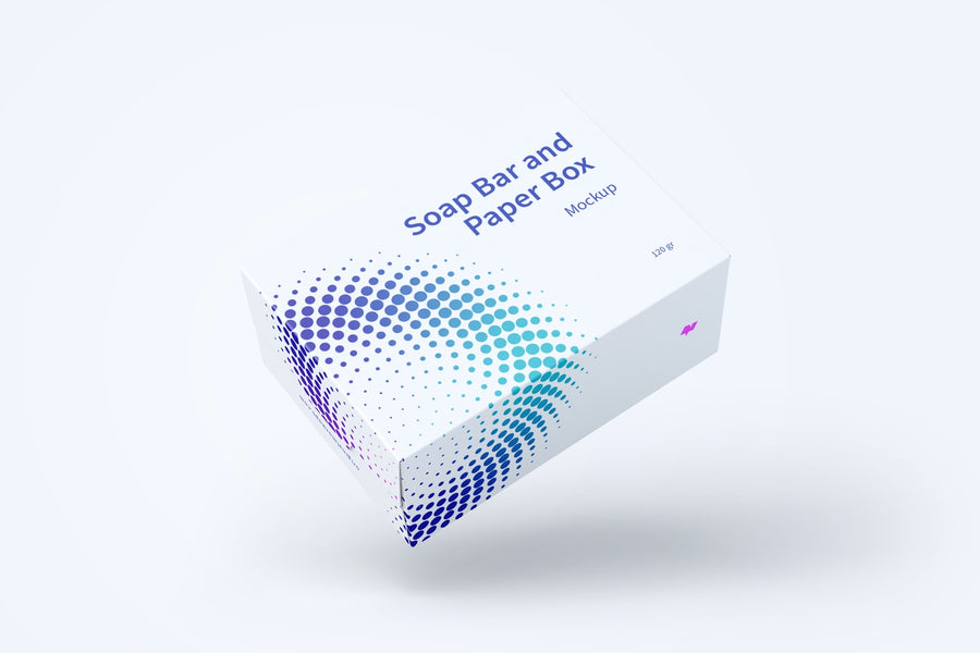 Soap Bar And Paper Box Mockup, Floating