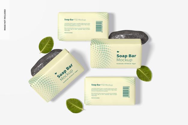 Soap Bars With Paper Package Mockup Psd