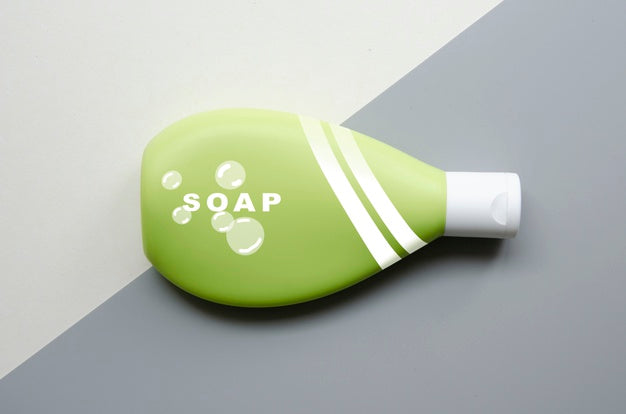 Soap Bottle On Bicolored Background Psd