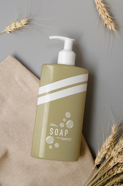 Soap Bottle On Grey Background Psd