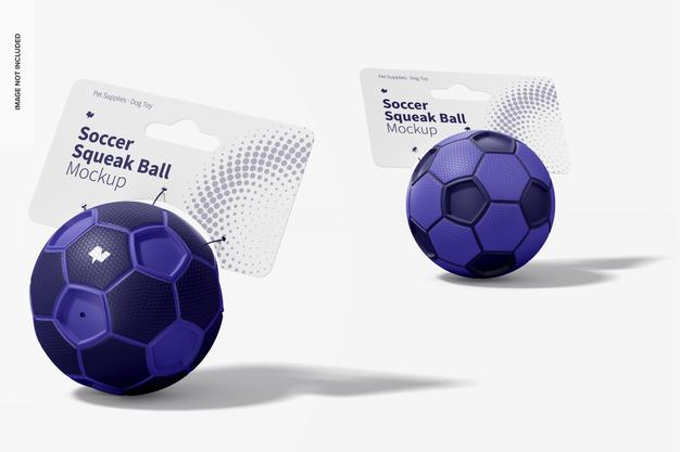 Soccer Squeak Balls Mockup, Front And Back Psd
