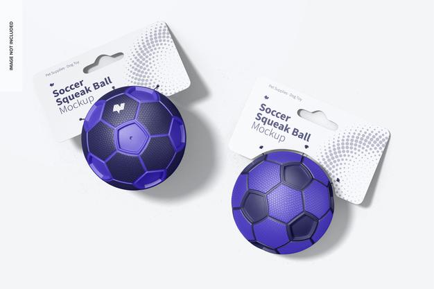 Soccer Squeak Balls Mockup, Top View Psd