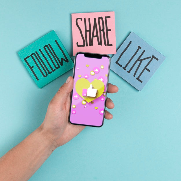 Social Media Concept With Man Holding Smartphone Psd