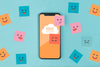 Social Media Concept With Smartphone And Sticky Notes Psd