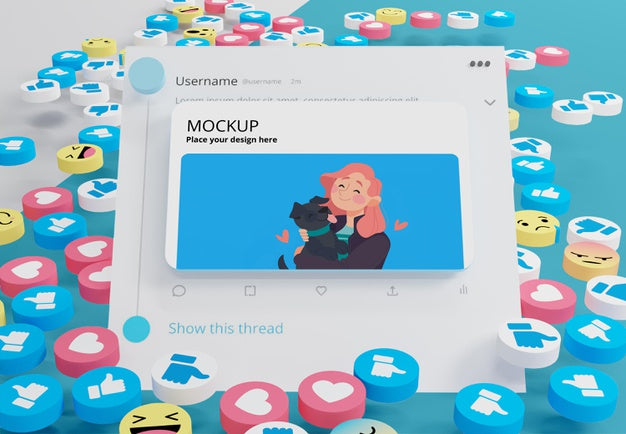 Social Media Platform On Mock-Up Device With Icons Psd