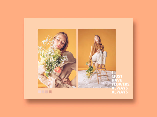 Social Media Post Mockup With Flowers Concept Psd