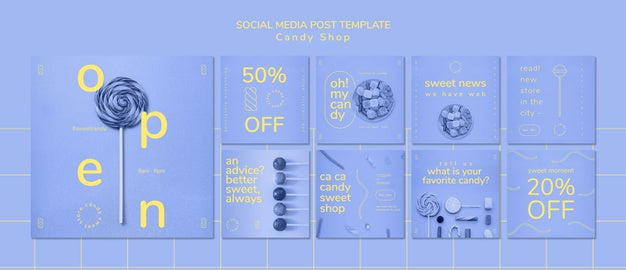 Social Media Post Template For Candy Shop Psd