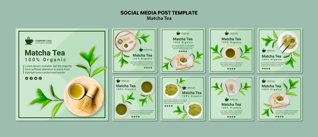 Social Media Post With Matcha Tea Concept Psd