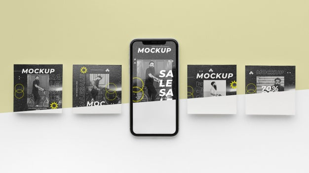 Social Media Posts And Smartphone Mock-Up Psd