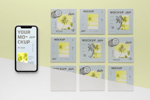 Social Media Posts And Smartphone Mock-Up Psd