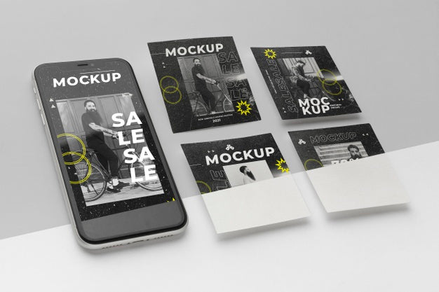 Social Media Posts And Smartphone Mock-Up Psd