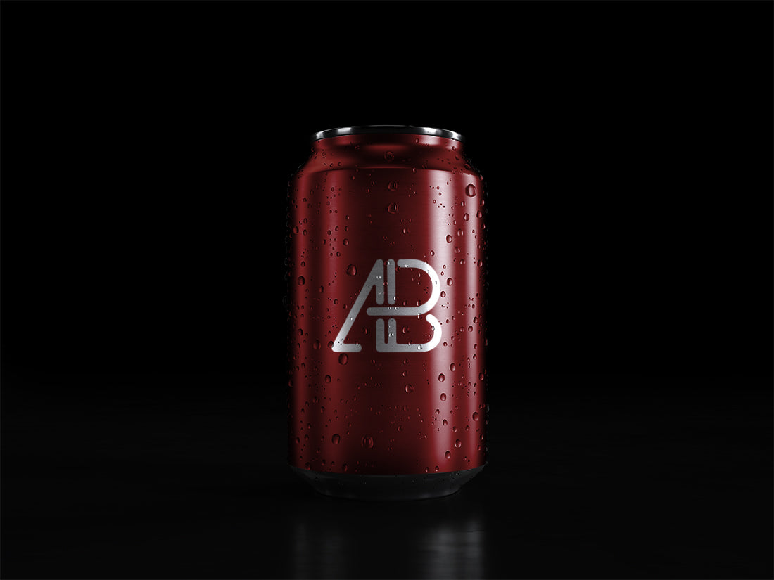 Soda Can With Water Drops Mockup