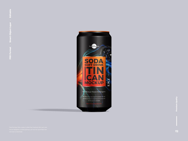 Soda Soft Drink Tin Can Mockup