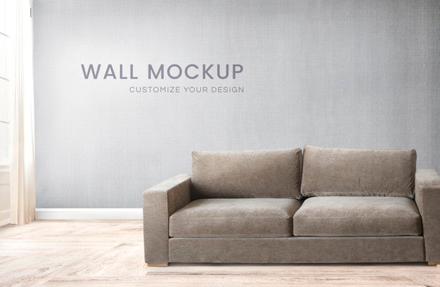 Sofa In A Gray Room Psd