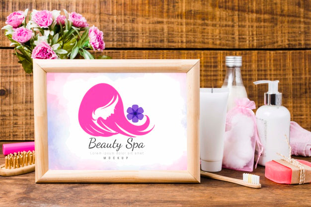 Spa And Wellness Arrangement With Frame Mock-Up Psd