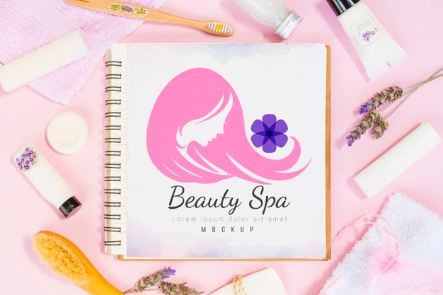 Spa And Wellness Assortment With Notebook Mock-Up Psd