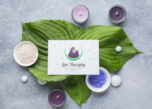 Spa Center Composition With Card Mock-Up Psd