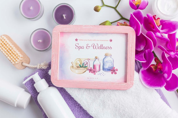 Spa Center Composition With Frame Mock-Up Psd