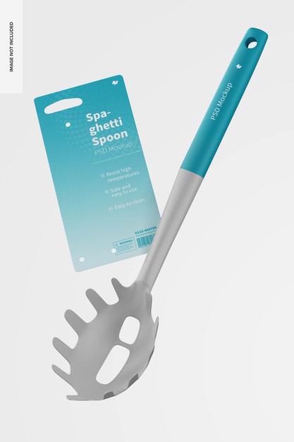 Spaghetti Spoon Mockup, Floating Psd