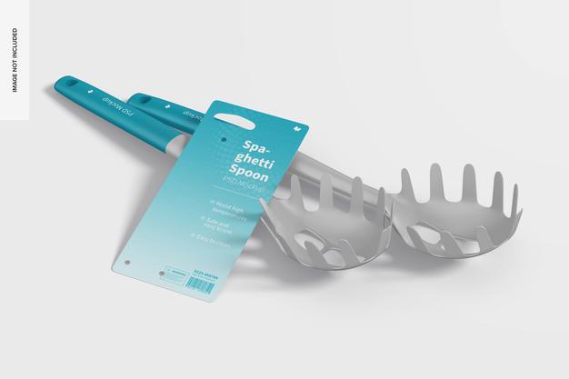Spaghetti Spoons Mockup, Perspective View Psd