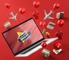 Special Tech Promotions And Balloons Red Background Psd