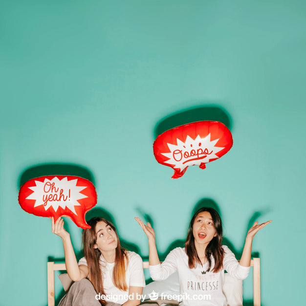 Speech Balloon Concept With Women In Bed Psd