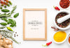 Spices And Herbs Mock-Up And Wooden Frame Psd
