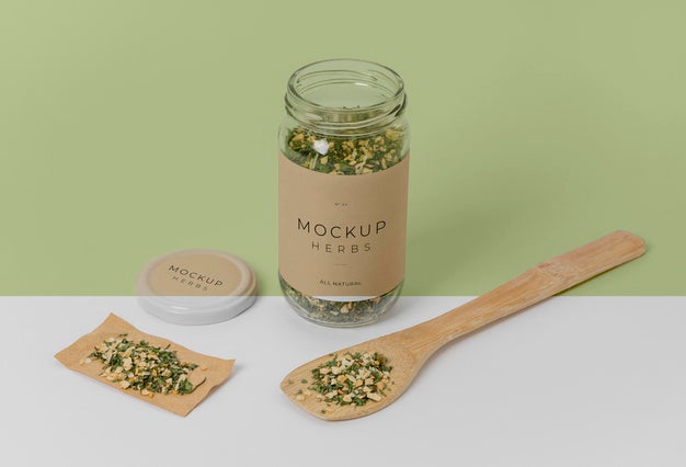 Spices With Label Mock-Up Arrangement Psd