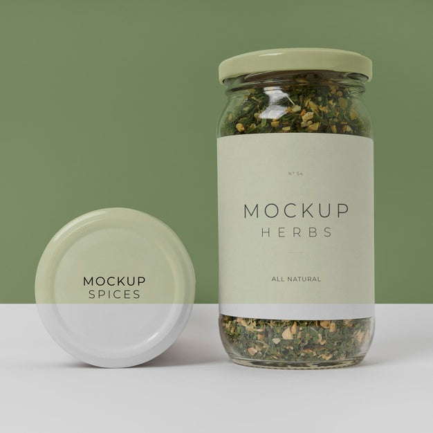 Spices With Label Mock-Up Arrangement Psd
