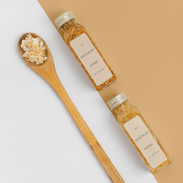 Spices With Label Mock-Up Composition Psd
