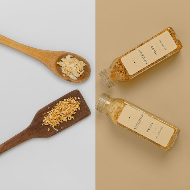 Spices With Label Mock-Up Composition Psd