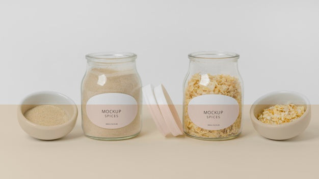 Spices With Label Mock-Up Composition Psd