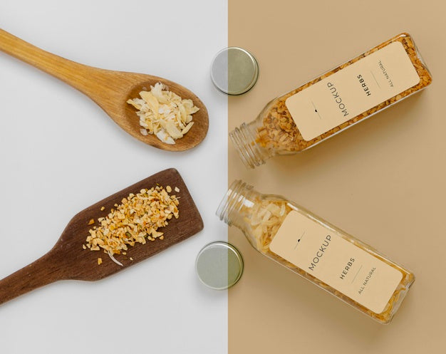 Spices With Label Mock-Up Composition Psd