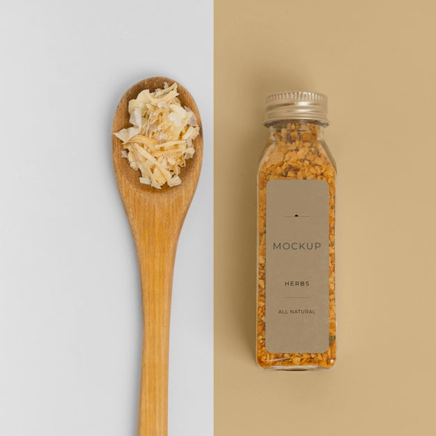 Spices With Label Mock-Up Composition Psd