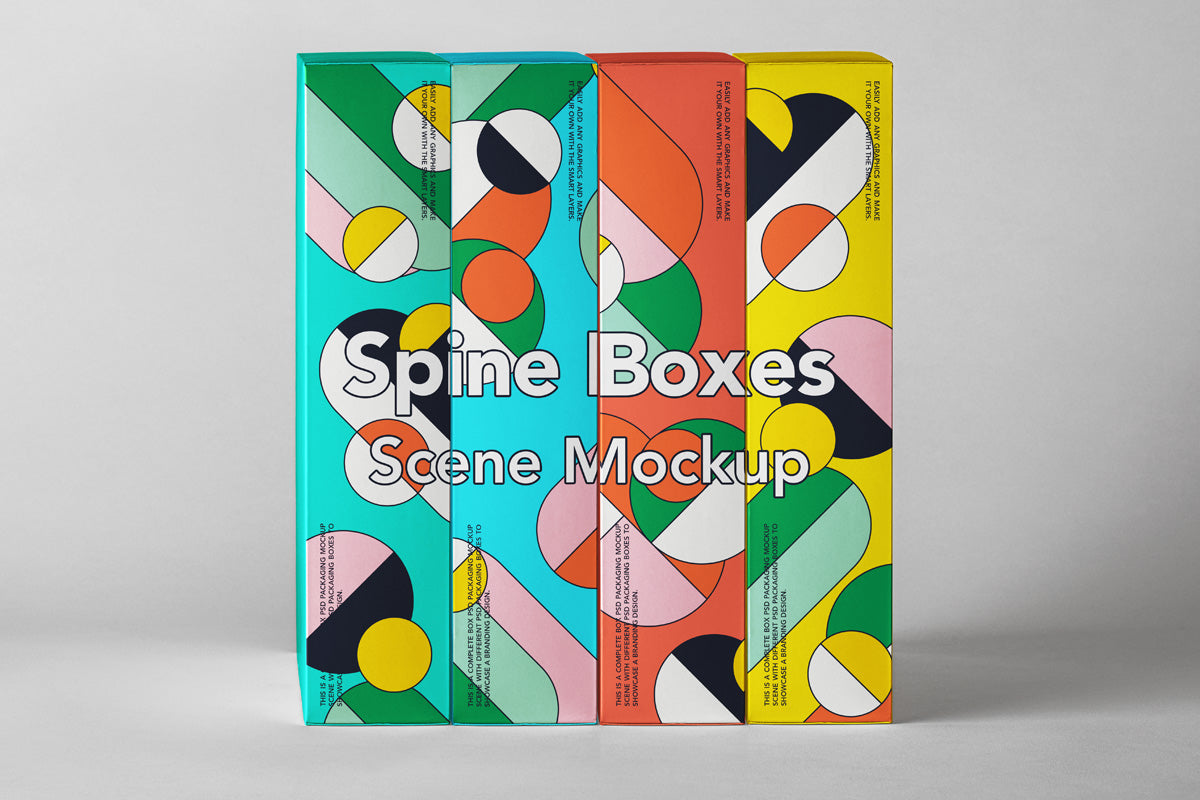 Spine Psd Boxes Packaging Mockup Set