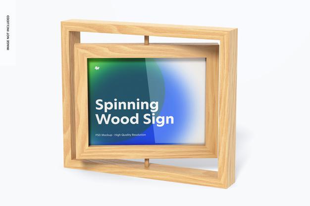 Spinning Wood Frame Sign Mockup Psd