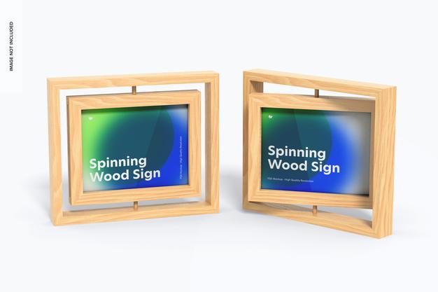 Spinning Wood Frame Signs Mockup Psd