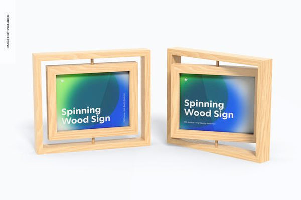 Spinner Sign Frame Spinning Wood Frame Signs Mockup Psd - Mockup Hunt