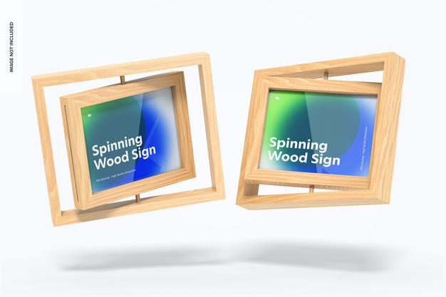 Spinning Wood Frame Signs Mockup Psd