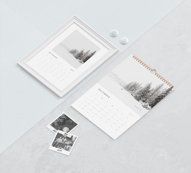 Spiral Book Link And Painting Concept For Calendar Psd