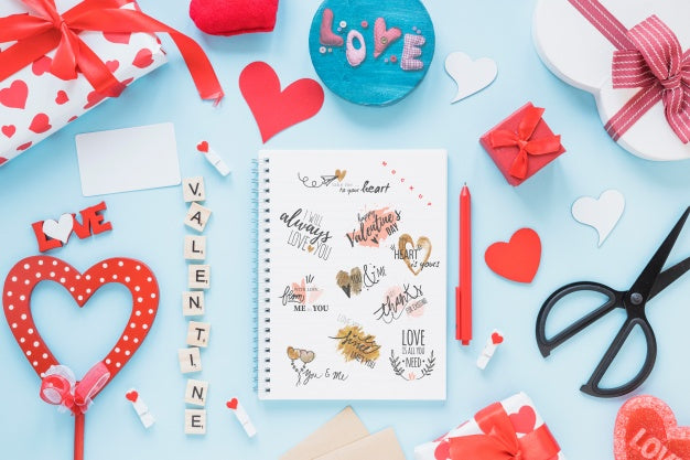 Spiral Notebook Mockup For Valentine Psd