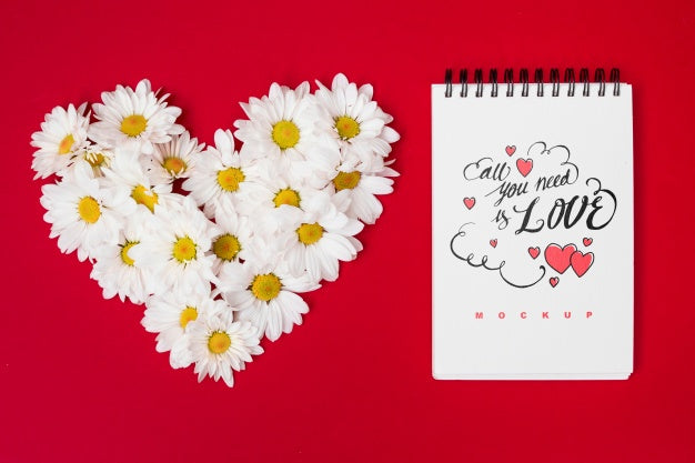 Spiral Notebook Mockup For Valentine Psd