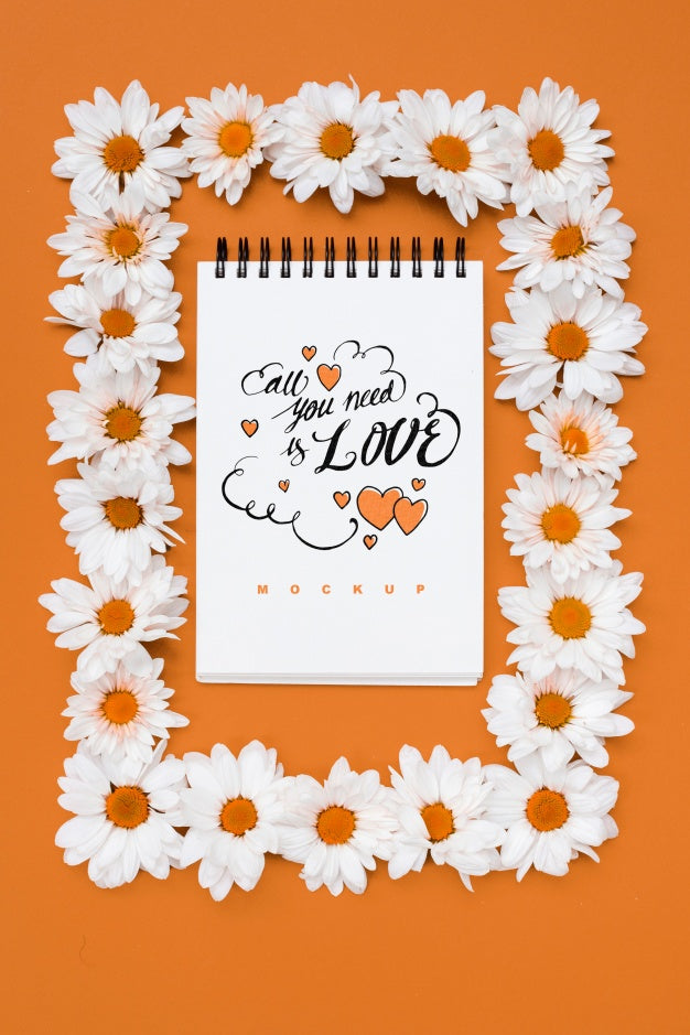 Spiral Notebook Mockup For Valentine Psd