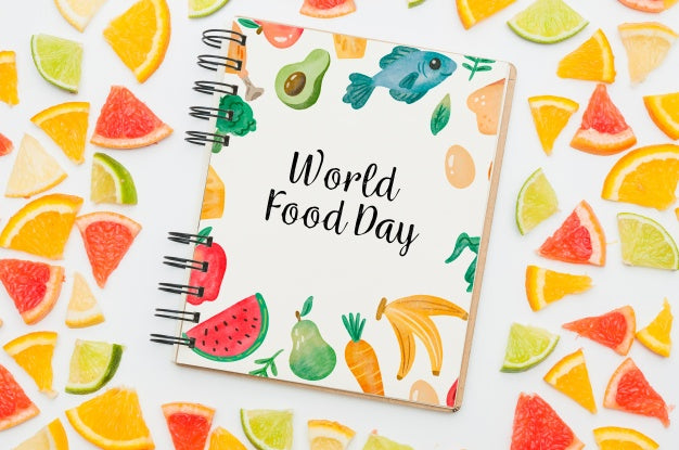 Spiral Notebook Mockup With Fruits Psd