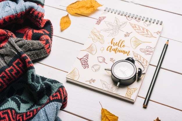 Spiral Notepad Mockup With Halloween Concept Psd